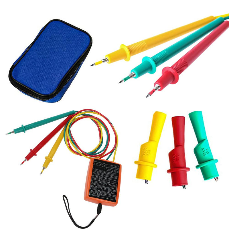 Phase Tester Rotary Field Meter AC60 V ~ 600 V, EIMZU Rotation Display Tester Detector Meter 3 Phase with Crocodile Clips and Buzzer Tester Shows