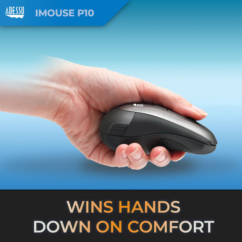 Adesso Wireless Air Mouse Mobile iMouse P10 Presentation Remote, Laser Pointer, presenter clicker with Programmable Buttons and Hand Gestures USB Receiver for Laptop Classroom Office