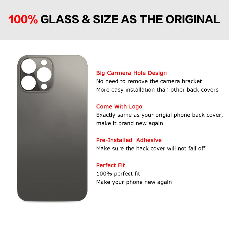 Back Screen Glass Replacement Compatible with iPhone 13 Pro Max 6.7-Inches All Carriers with Installation Manual + Repair Tool Kit (Graphite) Graphite