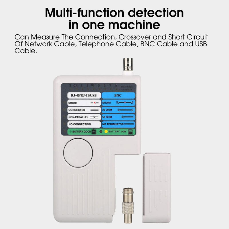 Network Cable Tester LAN Cable Test 4 in 1 Remote Control Tester Portable LAN Network Cable Tester Meter USB BNC Cable Tester for UTP STP RJ11 RJ45 Remote Cable Tester