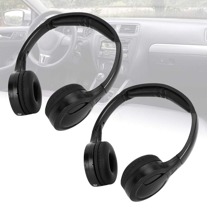 Dweekiy Car Earphone, 2 Channel Cordless Infrared IR Stereo Audio Headphone Earphone for Car Headrest DVD