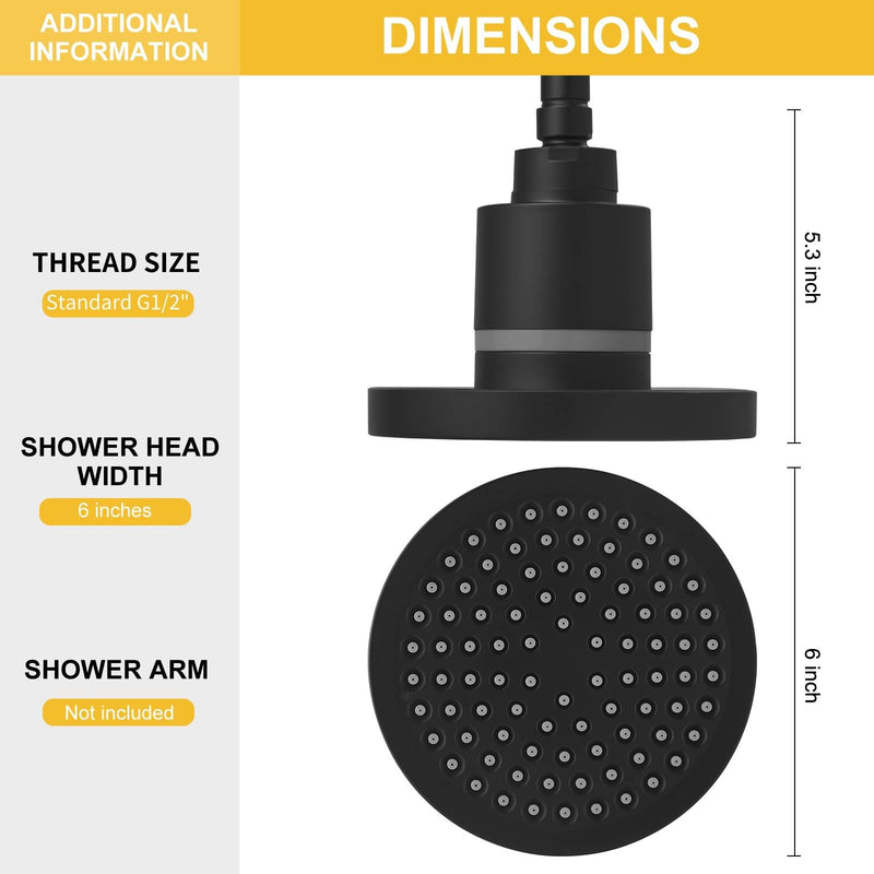 BESy High Output Shower Filter Filtered Shower Head Shower Water Softener with Hard Water Improves The Condition of Your Skin & Hair Round Matte Black
