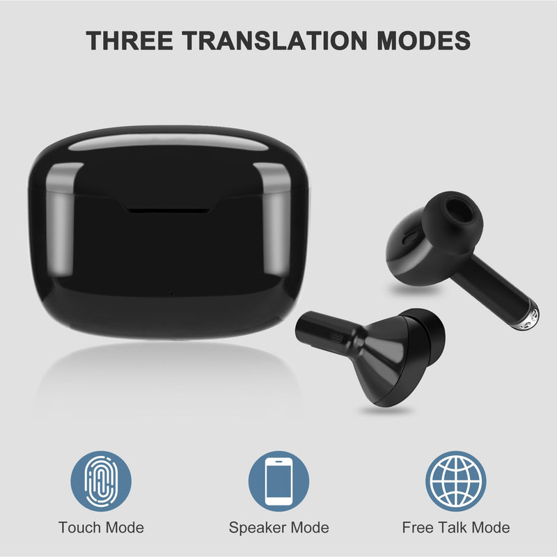 Y113 Language Translator Earbuds, Supports 144 Languages Online Offline Instant Voice Translator Device with APP for iOS for Android, Simultaneous Translation Bluetooth 5.1 Black