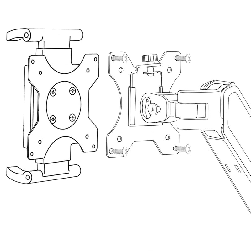 Universal VESA Mount Adapter for Tablets – Spring Clamp Holder for iPad and Portable Monitors up to 15.6″ – Fits VESA 75x75 & 100x100 – Compatible with Surface, Galaxy Tab, and 2-in-1 Laptops