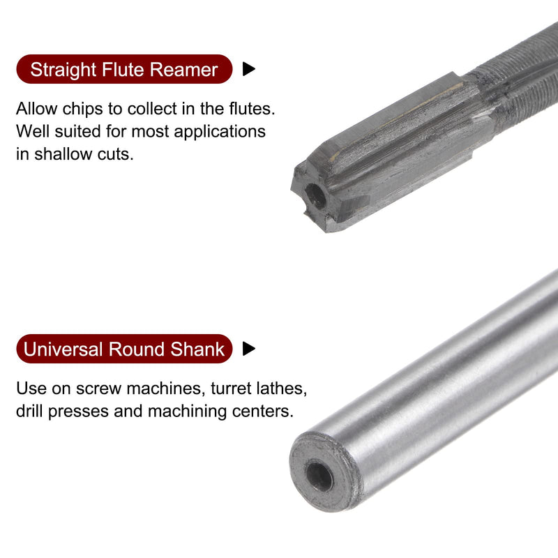 sourcing map Clamping Reamer 7.6mm H7 Carbide Tip Straight Flutes Round Shank Lathe Milling Cutter