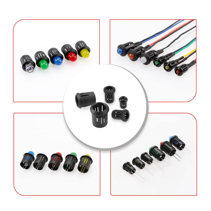 YIXISI 100 pieces 3/5/8/10 mm LED plastic clip holder, plastic diode holder, plastic diode holder clip, black 3/5/8/10 mm - 100 pieces