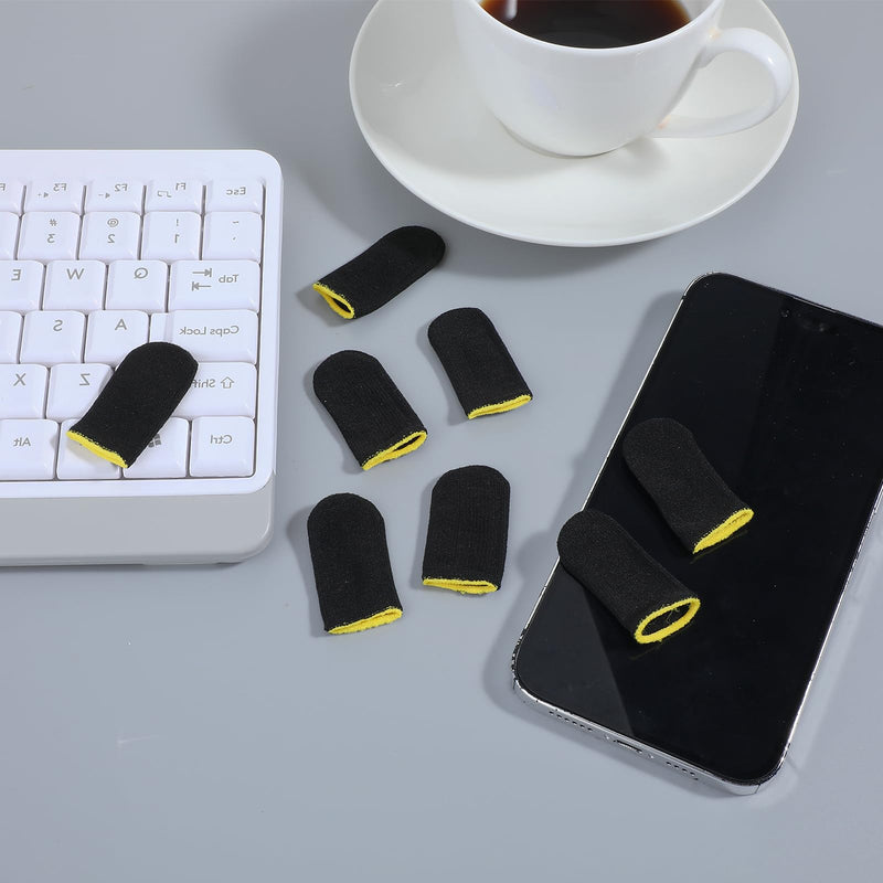 30 Pcs Carbon Gamer Finger Thumb Sleeves Mobile Gaming Smooth Operation Stabilizer Sweatproof Breathable Thin Compression Support Glove Protector Seamless Screen Finger Cover