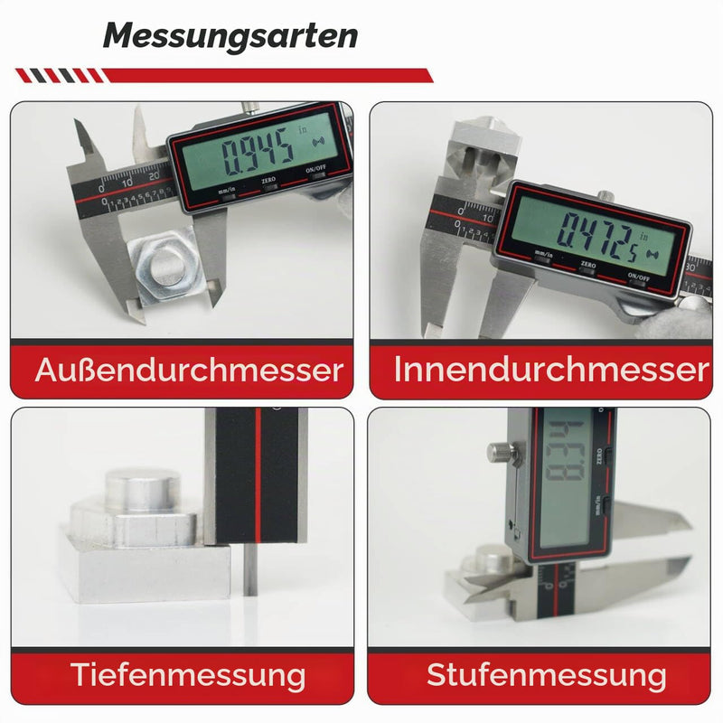 GemRed Digital Caliper 200mm / 8" with Large LCD Display | With large LCD display, digital calliper, mm/inch conversion, auto-off, 4-way measurement for workshop, DIY & 3D printing