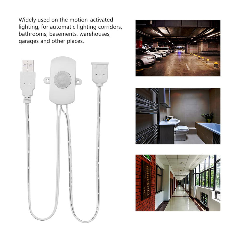 DC 5V-24, 2A Motion Activated Sensor Switch, PIR Motion Sensor Switch, DIY LED Lighting with USB Interface, Intelligent Detection (White) White