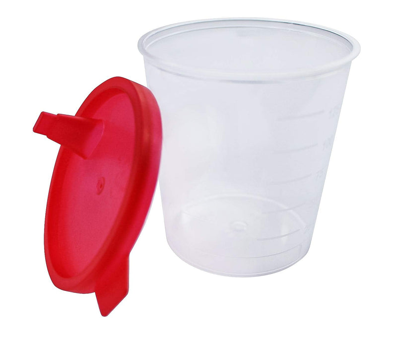 Medi-Inn urine cup 125 ml with red snap-on lid urine sample cup plastic cup (25 pieces) 25