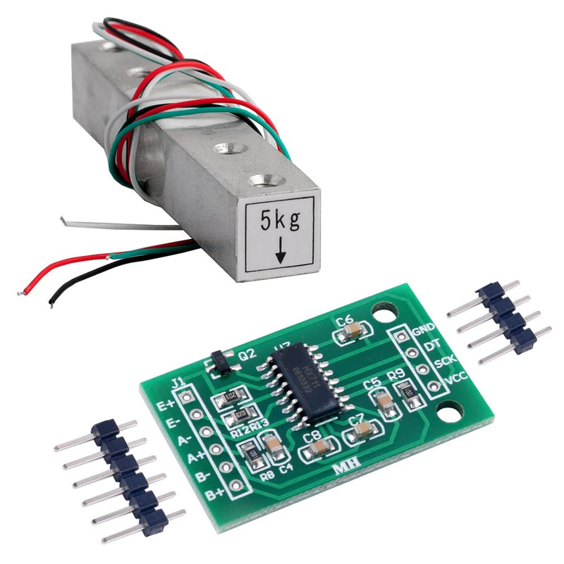 DIYmalls Load Cell 5kg Weight Sensor + HX711 AD Amplifier Module for Arduino Raspberry Pi (5kg) 5kg