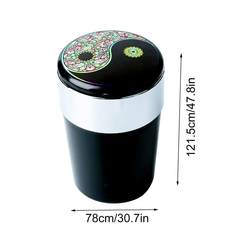 Car Ashtray,Ashtray Can with Lid,Ashtray for Outside Patio, Portable Smokeless Ashtray Cup Cigar Garbage Container with Blue LED Light, Ashtray For Car, Smell Proof Ashtray With Lid Black