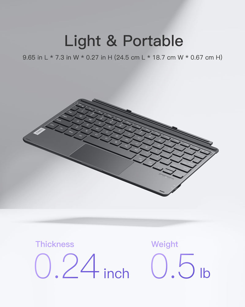 Inateck Surface Go Keyboard, Bluetooth 5.3, 7-Color Backlight, Compatible with Surface Go 4 (2023), Surface Go 3/2/1 Gen, with Trackpad, KB02028 Surface Go Keyboard Upgraded