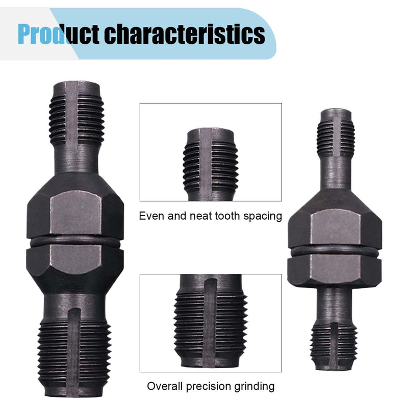 2PCS Spark Plug Thread Chaser Tool, Spark Plug Tapper, High Carbon Steel Insert Tap Repair Set, Double-Ended Spark Plug Chaser Tool with M10 x 1.0/M12 x 1.25 M14 x 1.5/M18 x 1.5 (Type A+B) Type A+B