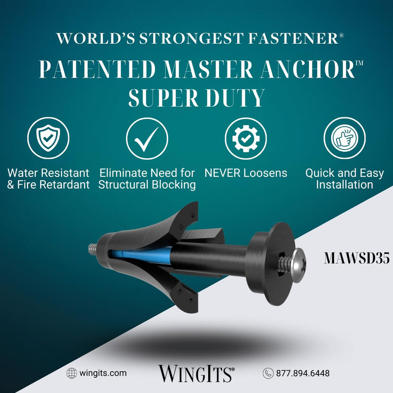 WingIts MASTER Wall Anchor, 10-32 x 3-1/2, PK6, Model:RC-MAWSD35-6