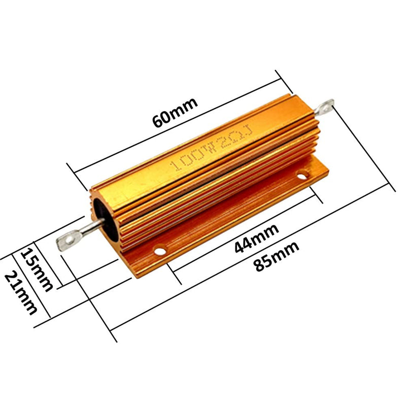 ETOPARS 3 Pcs 100W 8 Ohm 5% Aluminum Housing Wire Resistor Load Resistors Tap Resistor Chassis Mounting Wirewound Golden Housing Resistor 8 Ohm 100W Gold 100W