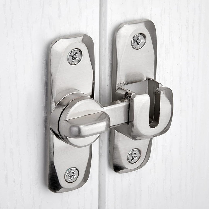 INIRET 6 Packs Barn Door Latches,Silver 90/180 Degree Gate Lock,Zinc Alloy Right Angle Door Lock Latch,Flip Gate Latches Hardware,Door Security Sliding Door Latch Lock fo Cabinets,Bathroom,Barn Door Silver