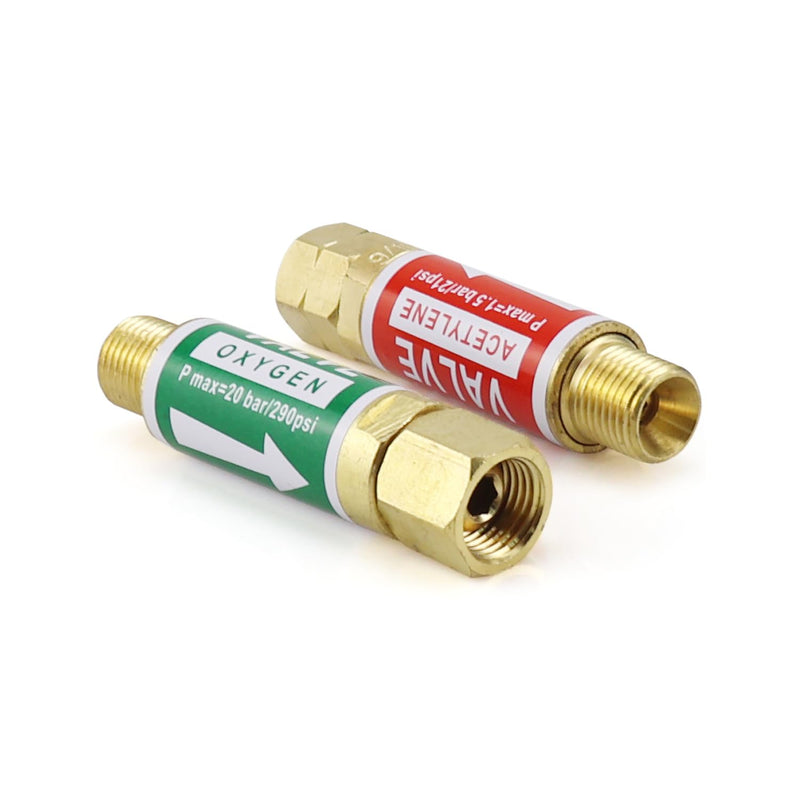 Oxygen Acetylene Flashback Arrestors Set 2-Set, Torch End - Standard "B" 9/16-18UNF Threads Size G-2 Set