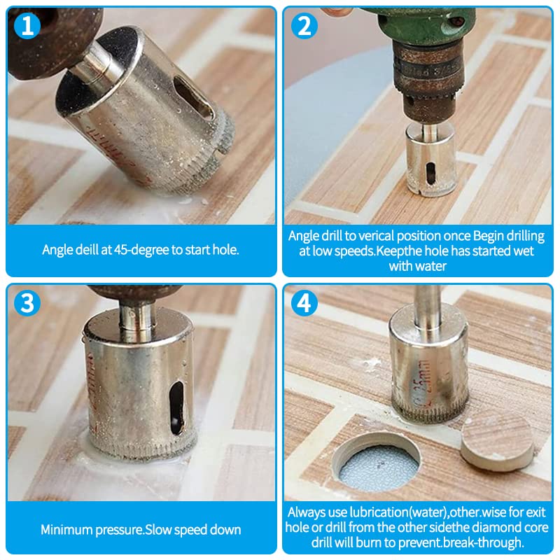 8" / 20cm Diamond Hole Saw Drill Bits - Glass, Tile, Ceramic, Porcelain, Marble 200mm | 8" 1
