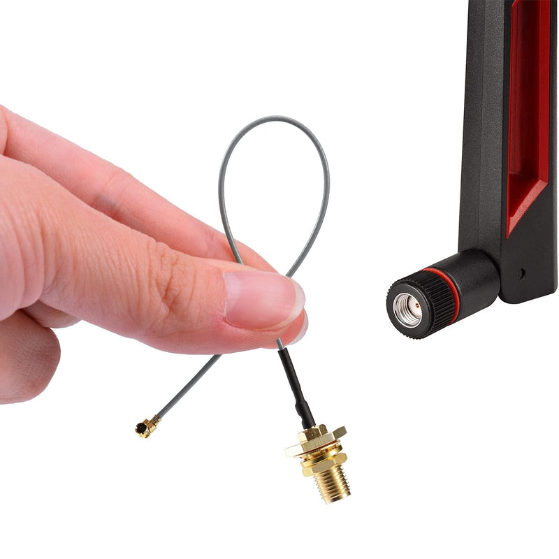 SUPERBAT 8dBi WiFi Antenna 2.4GHz 5GHz 5.8GHz Dual Band RPSMA Antenna + 15CM RP-SMA Pigtail for Mini PCIe Card Wireless Routers, PC Desktop, Repeater, FPV Drone 2pcs 2-pack short wifi antenna