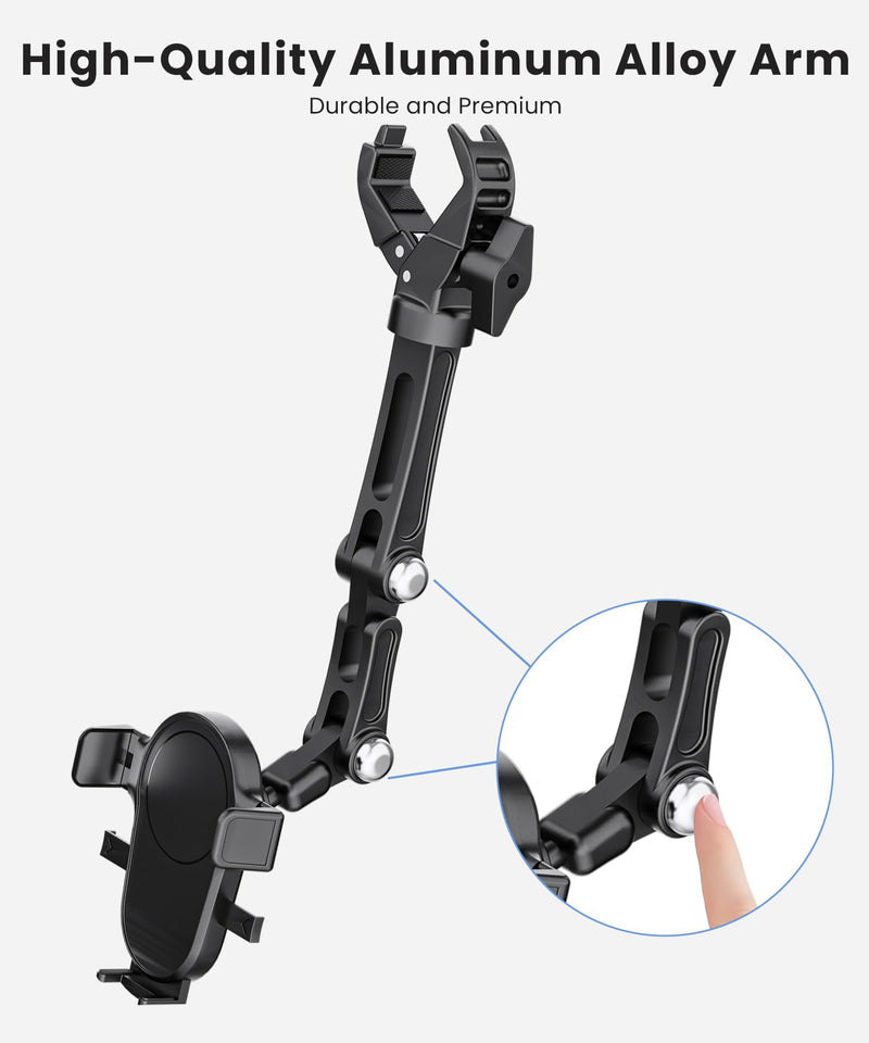 Rearview Mirror Phone Holder for Car, Rear View Mirror Phone Holder, Rotatable and Retractable Car Phone Holder Mount, Car Truck Essentials Accessories Compatible with All Cell Phones Jet Black