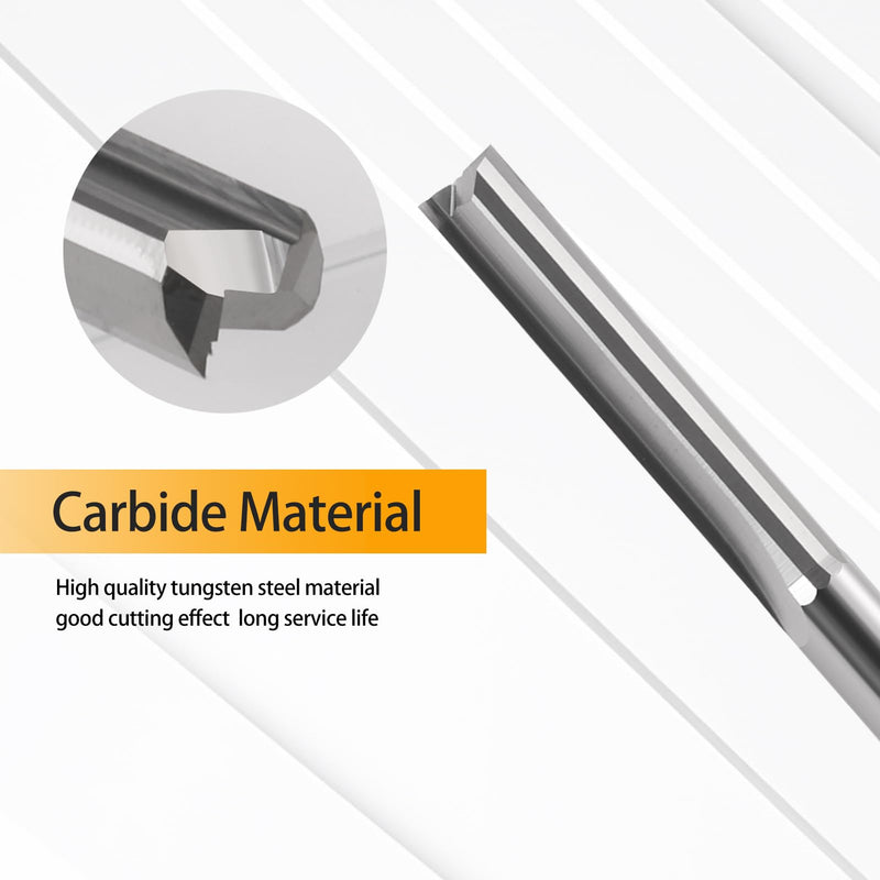 EU_HOZLY CNC Router 1/8" Straight Cutter 1/8" Shank Straight Groove End Mill 2 Groove Cutter Cutting 22mm CEL/45mm OAL for MDF PVC Acrylic Chipboard Wood Pack of 10