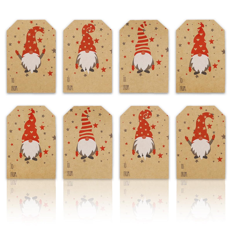 It’s A Gnome Christmas Gift Tag Stickers – 2 x 3 Inch Holiday Labels with Whimsical Gnome Designs – 100 Brown Kraft Adhesive Tags, Eco-Friendly, Made in USA