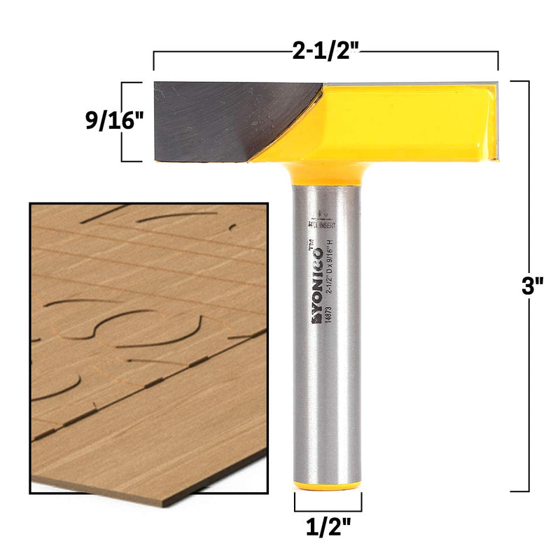 YONICO Surfacing Planing Router Bits Bottom Cleaning 2-1/2-Inch Diameter 1/2-Inch Shank 14873 2-1/2" Width - 9/16" Length - 1/2" Shank