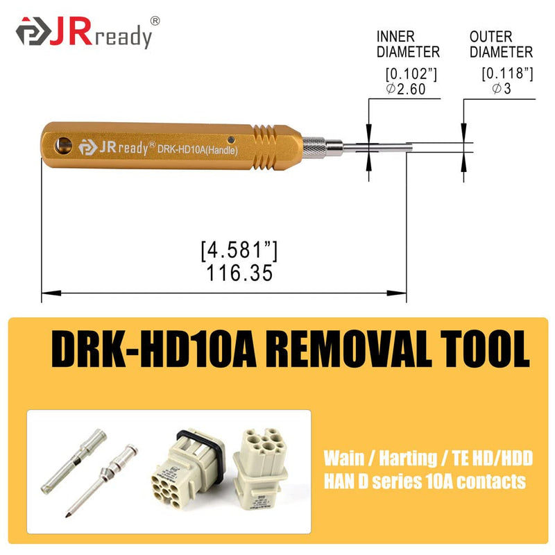 JRready ST5227 Extractor Tools KIT Solid Contact Extraction Tools Removal TE/AMP/HARTING D SUB series HAN series Heavy Duty Connector Terminals 1.Harting series Tube removal tool KIT
