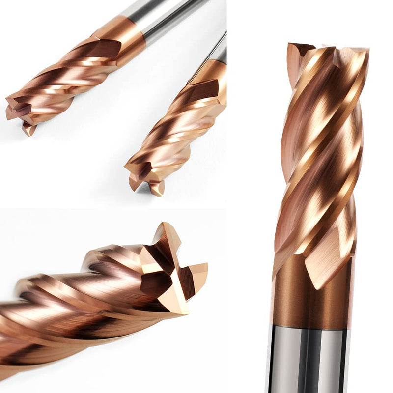ASNOMY 8-piece solid carbide end mill 4 flutes carbide slot cutter diameter 2-12 mm CNC end mill plain cutter set for metal - AlTiN coated 55 HRC