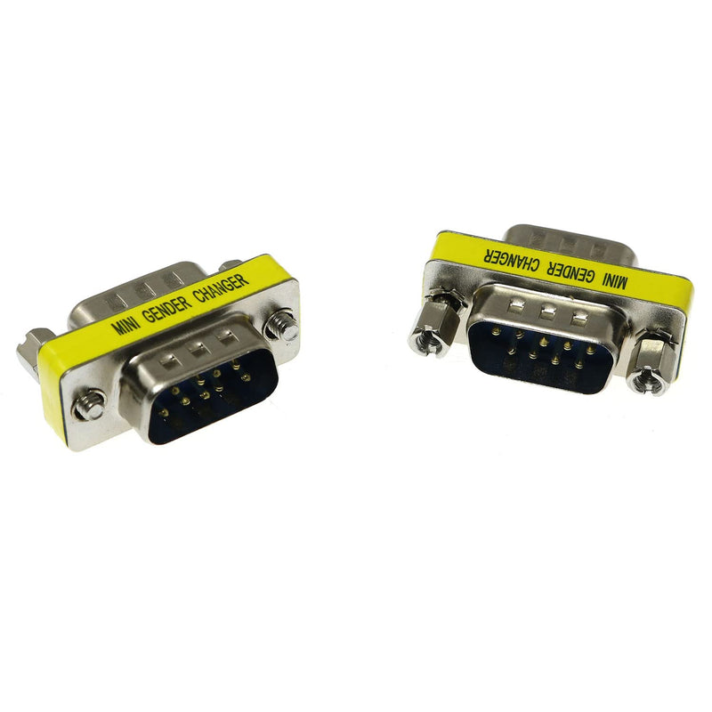 2pcs DB9 9Pin RS232 Serial Cable Male to Male Mini Gender Changer Adapter Coupler Connector