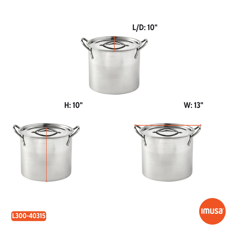 IMUSA USA Stainless Steel Stock Pot with Lid 12-Quart, Silver 12 Quarts