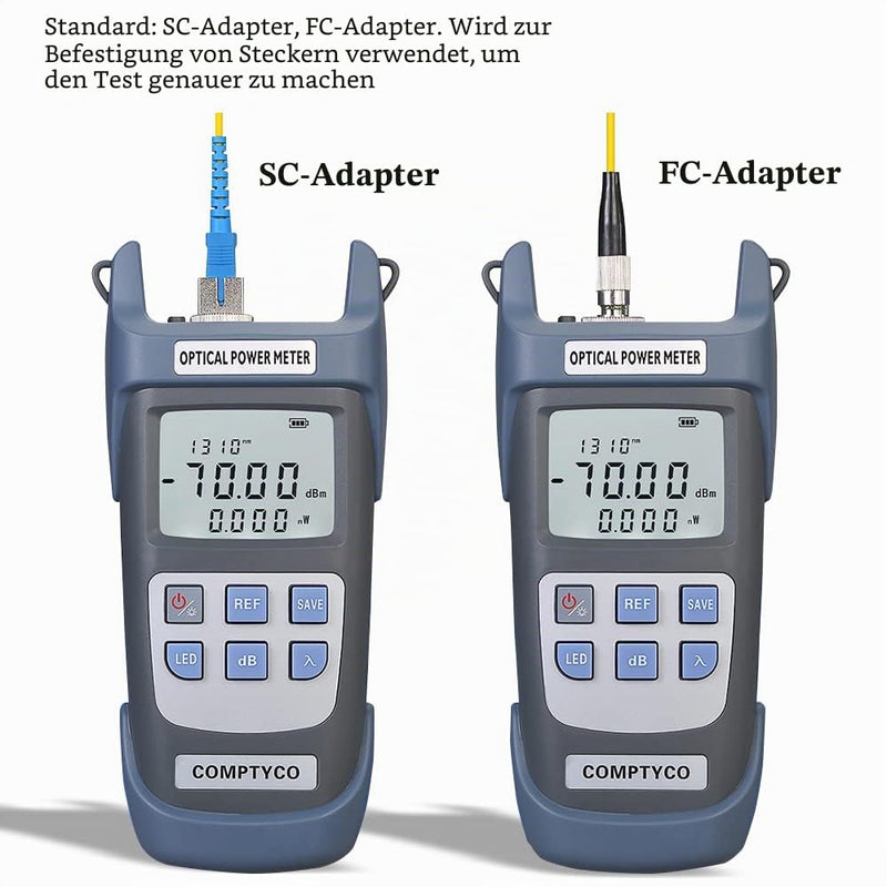 2-in-1 FTTH Fibre Optic Tool Kit, Visual Troubleshooting 30 km | With Fiber Optic Power Meter -70 +10dBm, 30mW Visual Fault Locator Fiber Test Pen Blue and purple
