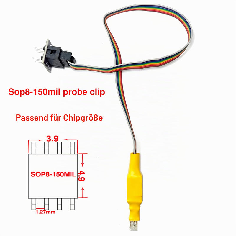 SOIC8 SOP8 Test Clip Probe Line 150 mil for EEPROM 93CXX/25CXX/24CXX Circuit IC Chip Programming on USB Programmer TL866 T48 T76 RT809F RT809H