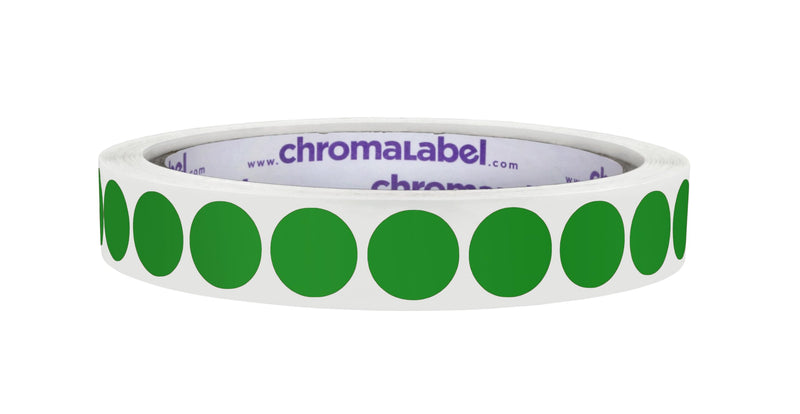 ChromaLabel 0.50 Inch Round Label Permanent Color Code Dot Stickers, 1000 Labels per Roll, Green