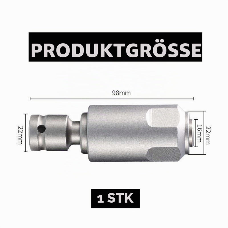 SDS Adaptor for Impact Wrench, 1/2 Inch Square to SDS Plus, Steel Adapter for Drilling and Chiselling with Electric Hammers