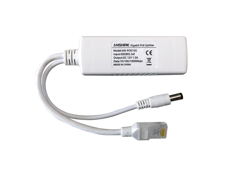 2-Pack Gigabit PoE Splitter Converter, 12V DC Output, IEEE 802.3 af/at Compliant, 10/100/1000Mbps, Plug 5.5mm x 2.1mm, for IP Camera, AP, WiFi Node, IP Phone and More, White