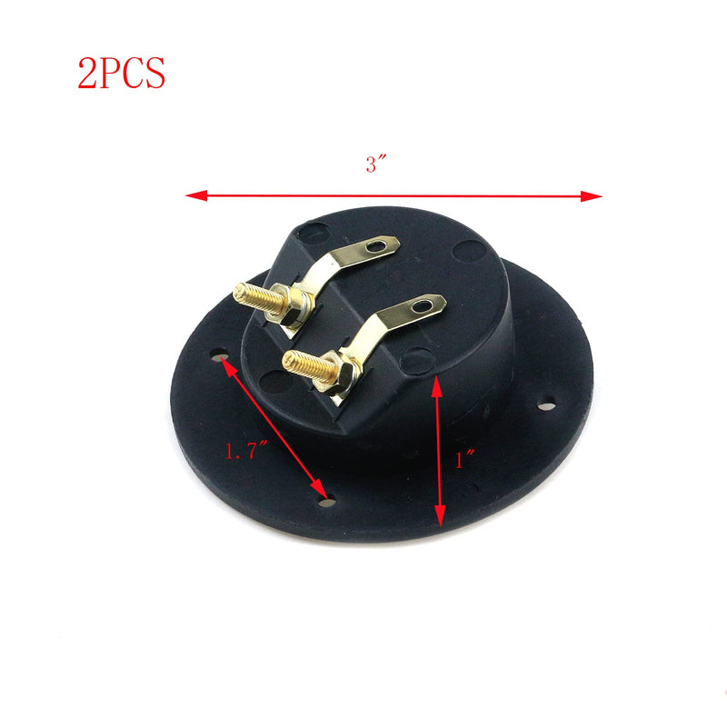 2Pcs 3" x 3" Speaker Box Terminal Cup DIY Double Binding Round Gold Plate Push 2 Way Spring Loaded Jacks Speaker Box Terminal Cup Connector with Mounting Screws (Round, 2Pcs) 3" x 3", 2Pcs, Round