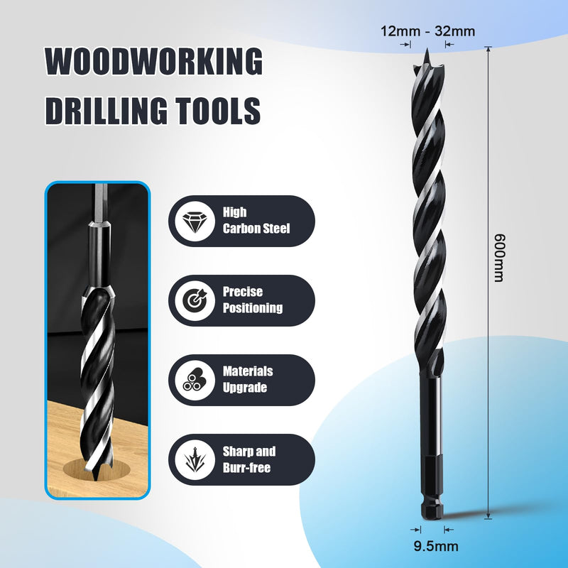 1-1/4" x 24" Auger Drill Bit for Soft and Hard Wood, Plastic, Drywall and Composite Materials, Hex Shank Tri Flute Wood Drill Bit 1-1/4" 24"