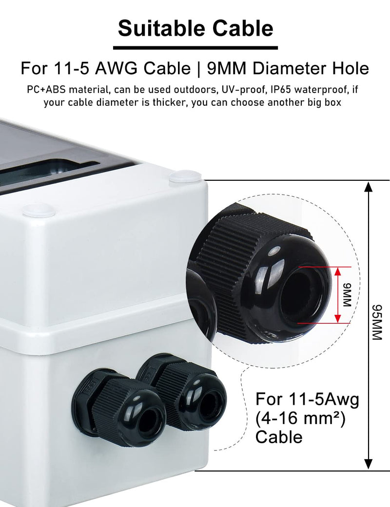 DC 12V circuit breaker PV solar system circuit breaker circuit breaker DC 60A 2-pole (DC12V-DC400V or AC110-400V) with IP65 waterproof housing 60-amp UV-resistant