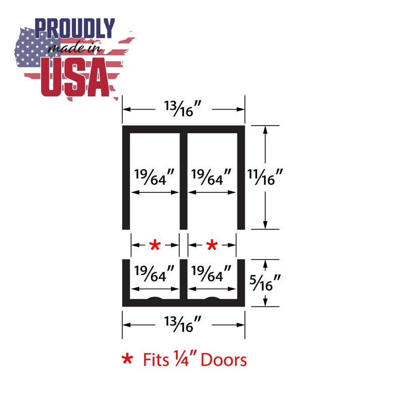 1/4" Panel Sliding Door Track - 48" Black Plastic Upper & Lower Set, USA Made, Pack of 1 - Outwater 4 Feet (48 Inches)