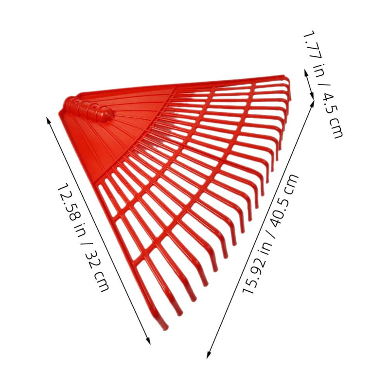 BESPORTBLE Plastic Rake Head 21 Tines Garden Leaf Rake Spring Shrub Grass Replacement Head for Garden Lawn Yard Patio Red