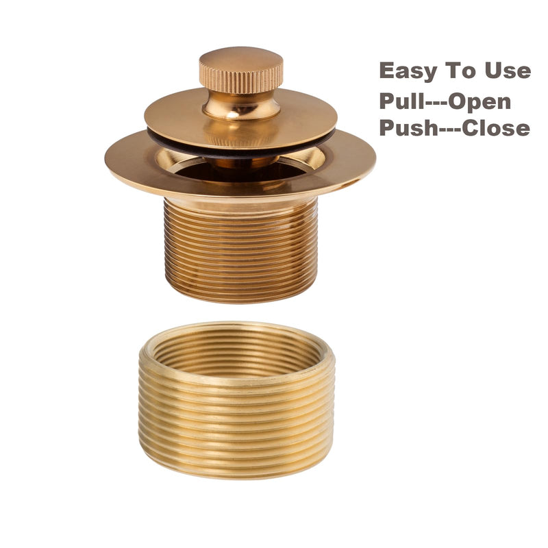 Artiwell Push & Lock Tub Trim Set with Single-Hole Overflow Faceplate, Bathtub Conversion Kit Assembly with Conversion Bar, Universal Fine/Coarse Thread, No Putty Installation (Brushed Gold) Brushed Gold