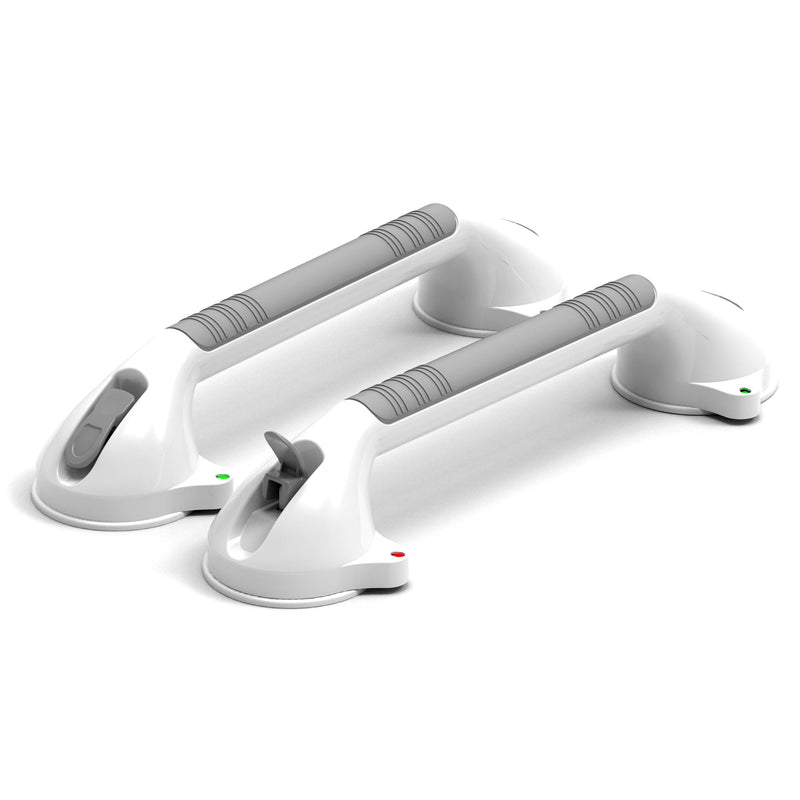 16.5inch 2 Pack Suction Balance Assist Bathroom Shower Handle,Bath Grab Bar with Indicators(White/Grey) 16.5 Inch (Pack of 2)