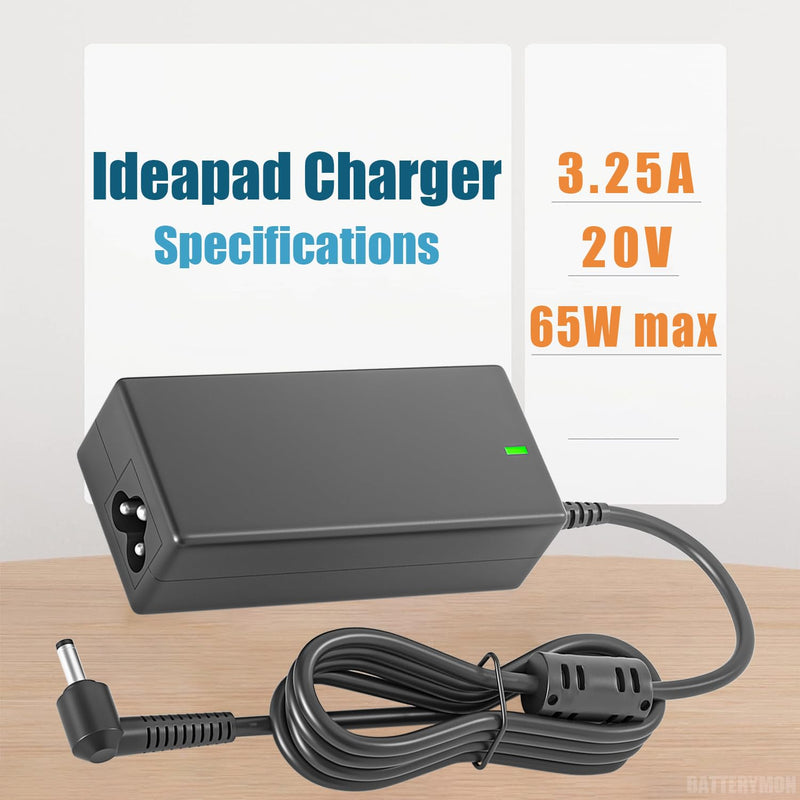 65W Power Cord for Lenovo Ideapad Flex 5 Charger, Flex 4 5 6 1470 1480 1570 1580 4-1130 Ideapad 3 S145 S150 S340 S740 710s 720s 320 330 Yoga 710 720 V14 V15 V17 Laptop AC Adapter (20V 3.25A 4mm Tip)