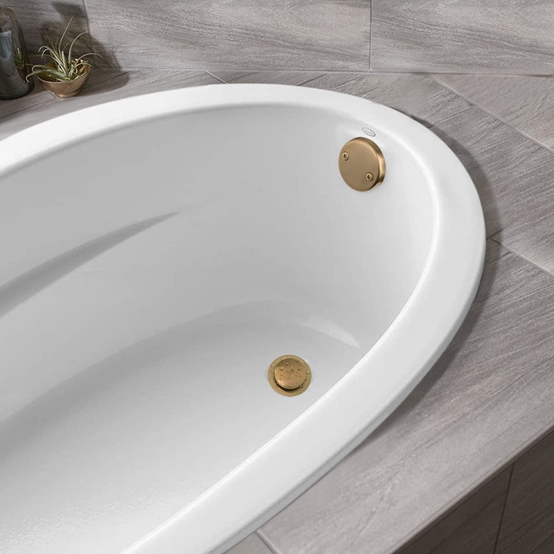 Tip-Toe Tub Trim Set with Two-Hole Overflow Faceplate and No Plumber’s Gasket, Replacement Bath Drain Trim Kit with Universal Fine/Coarse Thread, No Putty Installation by Artiwell (Champagne Bronze) Champagne Bronze