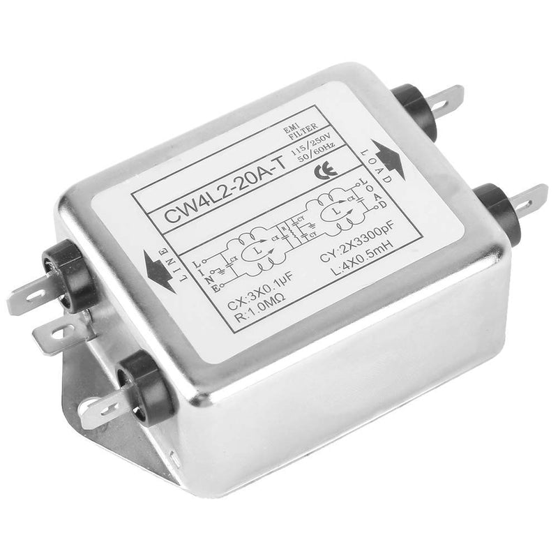 Line Filter 230V, Power Emi Filter 20A, CW4L2-20A-T, Line Filter Single Phase Filter, EMI Power Filter, 115V/250V 20A 50/60Hz, Electromagnetic Interference Filter