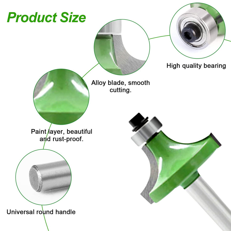 Pack of 6 rounding cutters 8 mm shank, carbide radius cutter with ball bearing round cutter, round over cutter bits router bits, milling head for router 8 mm for carpentry chamfering woodworking trimming