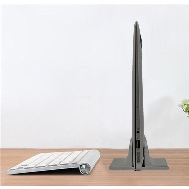 Vertical Laptop Stand for Desk [Adjustable] Sturdy Aluminum Dock Fits All Laptops (up to 20.3 inches) Space Saving, Modern Compact Holder, Compatible with MacBook Pro/Air, Surface, HP, Dell (Gray) Gray