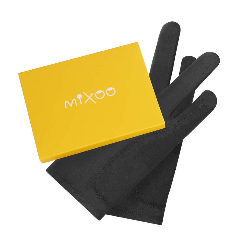 Mixoo Artists Gloves 2 Pack - Palm Rejection Gloves with Two Fingers for Paper Sketching, iPad, Graphics Drawing Tablet, Suitable for Left and Right Hand (Medium) Medium